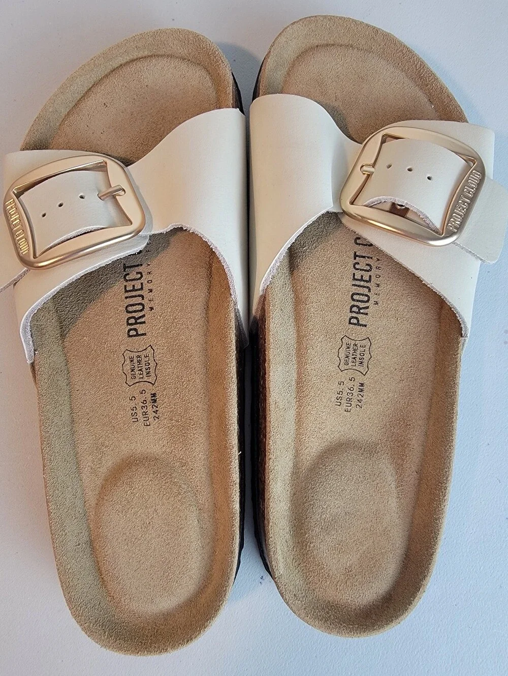 Project Cloud Mykonos Women Sandals Leather Upper & Insole Cream Size 5.5
